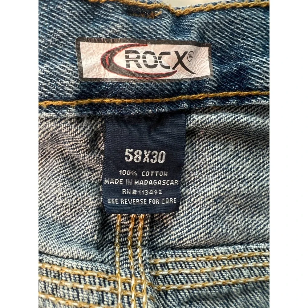 Rocx‎ Men's Carpenter Jeans 58x30 Blue Cotton Straight Workwear W58 L30